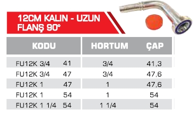 12 CM KALIN - UZUN FLANŞ 90