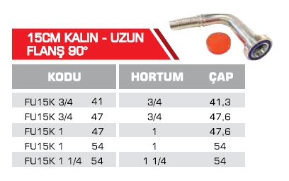 15 cm KALIN-UZUN FLANŞ 90