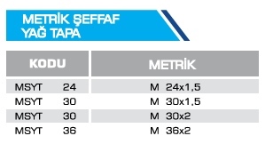 METRİK ŞEFFAF YAĞ TAPA